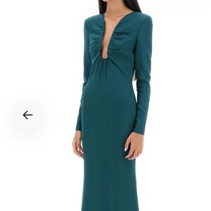 New With Tags Roland Mouret Dark Green stretch crepe gown. Size UK 8 (US size 6